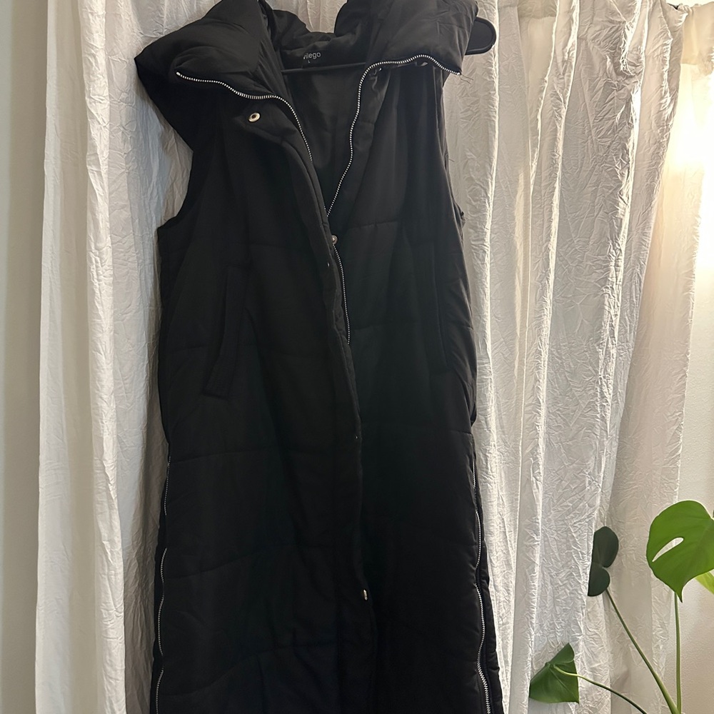 Black Puffer Vest with Hood